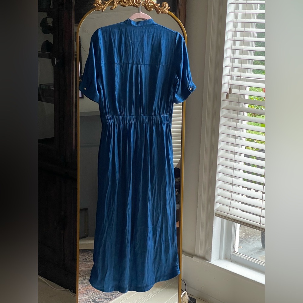 ZADIG & VOLTAIRE NWT Blue Rima Satin Midi Dress - Overseas Star Button Detail - Picture 11 of 16